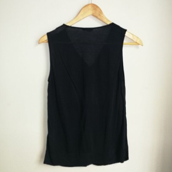 MASSIMO DUTTI Navy Lightweigth Flowy Faux Wrap V Neck Tank Top Size 8 - Picture 11 of 11